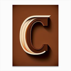 C  Chocolate, Letter, Alphabet Retro Minimal 3 Canvas Print