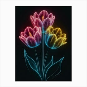 Neon Tulips Canvas Print