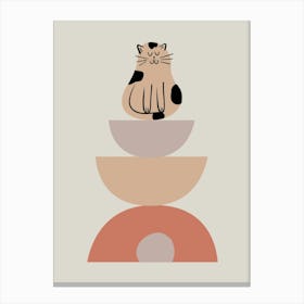 Cat Sitting On A Bowl 1 Canvas Print