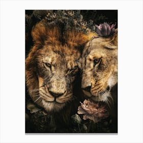 Lions And Lioness Canvas Print