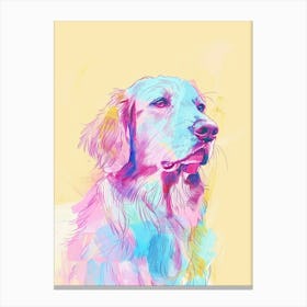 Flat Coated Retriever Dog Pastel Line Watercolour Illustration  4 Canvas Print