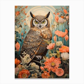 Great Horned Owl 3 Detailed Bird Painting Canvas Print