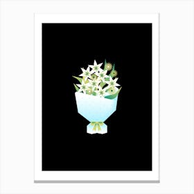 White Flowers Bouquet Of Roses Canvas Print