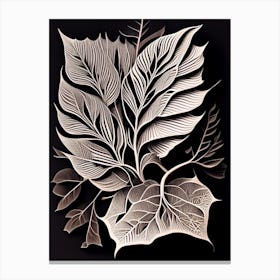 Peach Leaf Linocut 2 Canvas Print