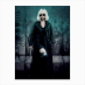 Atomic Blonde In A Pixel Dots Art Style Canvas Print