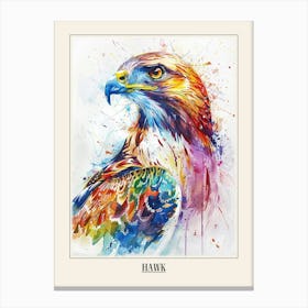 Hawk Colourful Watercolour 1 Poster Canvas Print