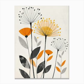 Orange And Grey Flowers Canvas Print