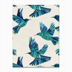 Blue Hummingbirds Canvas Print