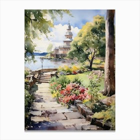 Fredriksdal Museum And Gardens Sweden Watercolour Canvas Print