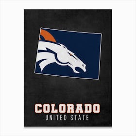 Denver Broncos Colorado State Map Canvas Print