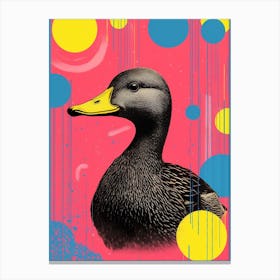 Black Abstract Geometric Duck Risograph Inspired Print 2 Canvas Print
