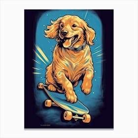 Golden Retriever Dog Skateboarding Illustration 1 Canvas Print