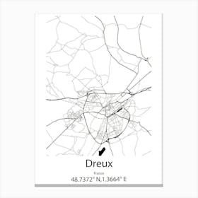 Dreux,France Minimalist Map Canvas Print