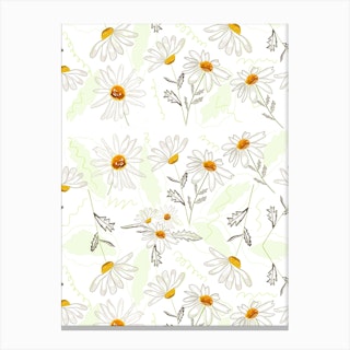 Spring Time Colorful Daisies Pattern Canvas Print