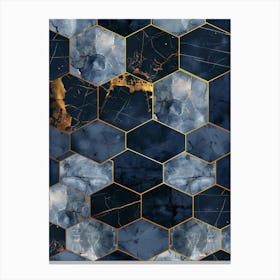 Blue And Gold Marble Pattern Canvas Print
