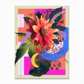 Dahlia 4 Neon Flower Collage Canvas Print