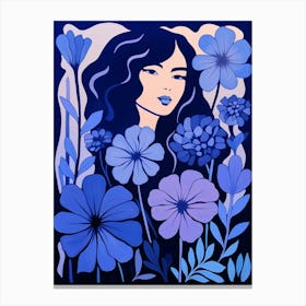 Blue Flower Illustration Phlox 3 Canvas Print