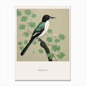 Ohara Koson Inspired Bird Painting Magpie 1 Poster Canvas Print