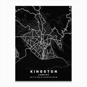 Kingston Saint Andrew Jamaica Black Map Canvas Print