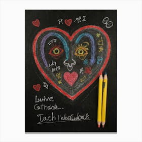 Heart Shaped Chalkboard Canvas Print