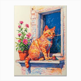 Orange Cat On Window Sill Canvas Print