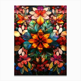 Colorful Stained Glass Flowers 2 Canvas Print