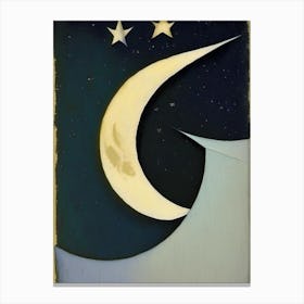 Crescent Moon And Star Symbol 1, Abstract Painting Canvas Print