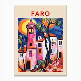 Faro Portugal Fauvist Travel Poster Canvas Print