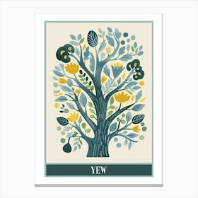 Yew Tree Flat Illustration 6 Poster Canvas Print