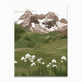 Mountains And Flowers Canvas Print