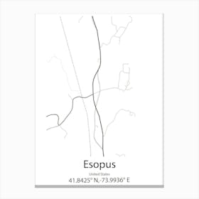 Esopus,United States Minimalist Map 1 Canvas Print