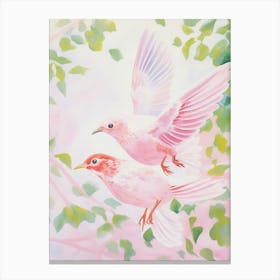 Pink Ethereal Bird Painting Hermit Thrush 2 Canvas Print