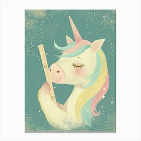 Storybook Style Unicorn Playing Flute Canvas Print