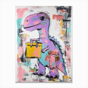 Dinosaur Shopping Pink Purple Graffiti Style 1 Canvas Print
