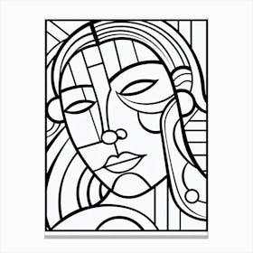 Geometric Simple Line Illustration Of Face 1 Canvas Print