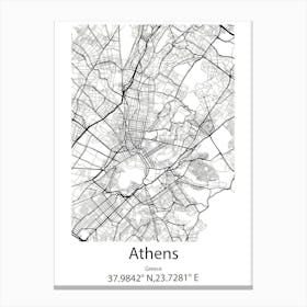 Athens,Greece Minimalist Map Canvas Print