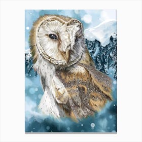 Barn Owl In Winter Canvas Print