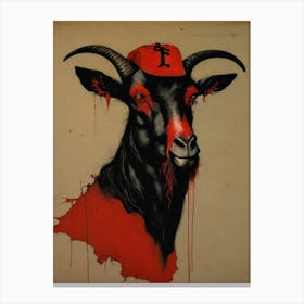 The Goat, Red& Black, Art Print Canvas Print