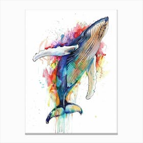 Humpback Whale Colourful Watercolour 1 Canvas Print
