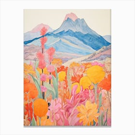 Popocatepetl Mexico 2 Colourful Mountain Illustration Canvas Print