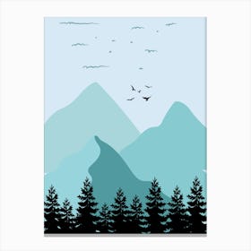Mountains With Birds Canvas Print
