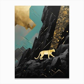 Golden Mountain Leopard Animal Canvas Print