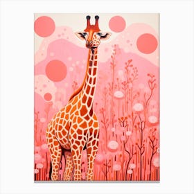 Giraffe In The Trees Cute Pink Patterns 2 Canvas Print
