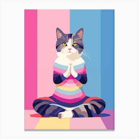 Cat Yoga pose colourful illustration Canvas Print