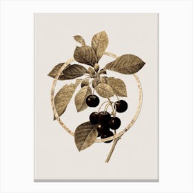 Gold Ring Cherry Glitter Botanical Illustration Canvas Print
