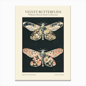 Velvet Butterflies Collection Night Butterflies William Morris Style 6 Canvas Print