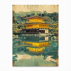 Kinkaku Ji Golden Pavilion In Kyoto Mid Century Modern 3 Canvas Print