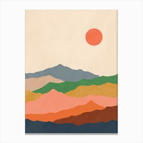 Landscape -Boho Art Sun Mountain Canvas Print