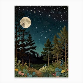 Night In The Woods Style William Morris 1 Art Print 1 Canvas Print