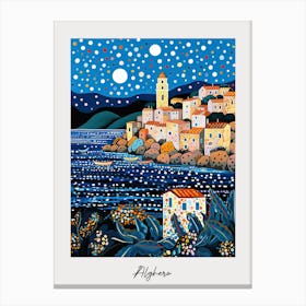 Poster Of Alghero, Italy, Illustration In The Style Of Pop Art 4 Canvas Print